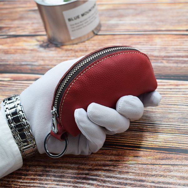 

cicicuff brand new genuine leather coin purse zipper key pouch coin organizer pack bags small wallet for for earphone line, Red;black
