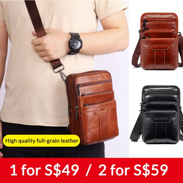 

мужская кожаная многофункциональная сумка-слинг