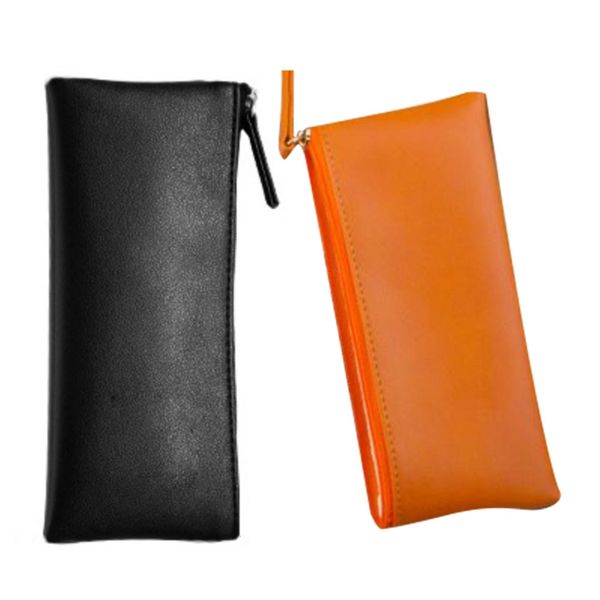 

1pcs simple leather solid color pu pencil case purse cosmetic bag school supply stationery gift office student pencil cases