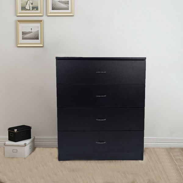 

new 4 drawer chest dresser clothes storage bedroom furniture cabinet black
