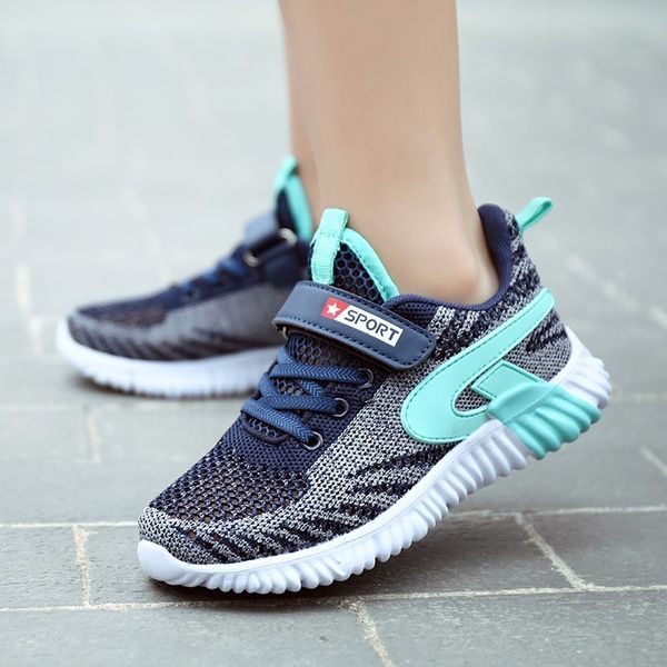 

kid running sneakers summer boys sport shoes tenis infantil double network breathable girls chaussure enfant big size 29-40 blue, Black