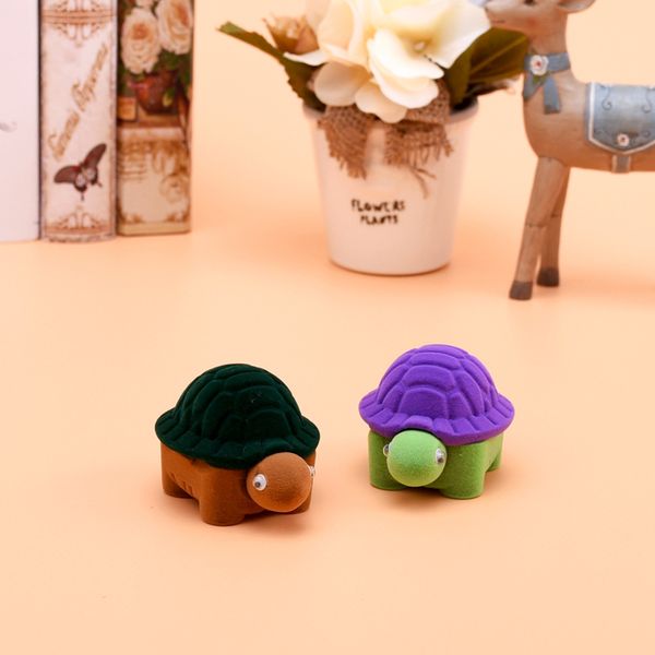 

[ddisplay]velvet turtle ring girls jewelry box lovely necklace jewelry standing holder festival cartoon earring studs jewelry case display, Black;white
