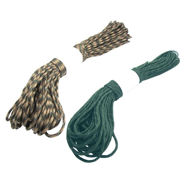

2pcs parachute cord with 7 strands, 550 lbs, 100 ft. dark green camo & gray green camouflage