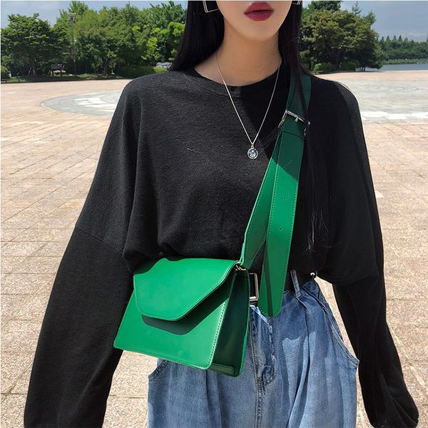 

2020 summer trendy women leather shoulder bags girls brief flap women's casual messenger bags hip hop small square crossbody bag