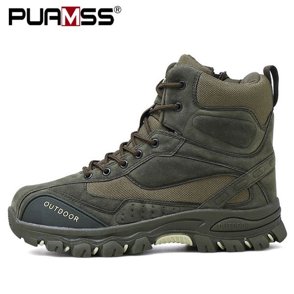 

2019 new men boots ankle rubber military combat boots men sneakers casual shoes outdoor work safety boots t200305, Black