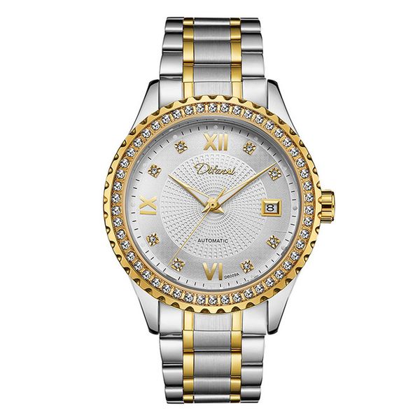 

swiss automatic mechanical watches explosions steel belt men's fashion waterproof luminous mechanical watches luxury men watches 1b, Slivery;brown