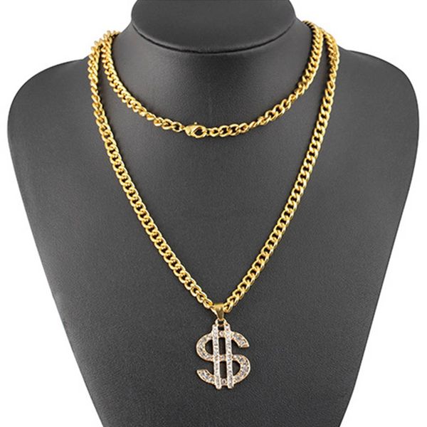 

hip hop jewelry us dollar money pendant necklaces gold color chain jewelry women accessories necklace collier, Silver