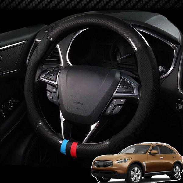 

for infiniti fx car steering wheel cover anti-slip carbon fiber pvc leather