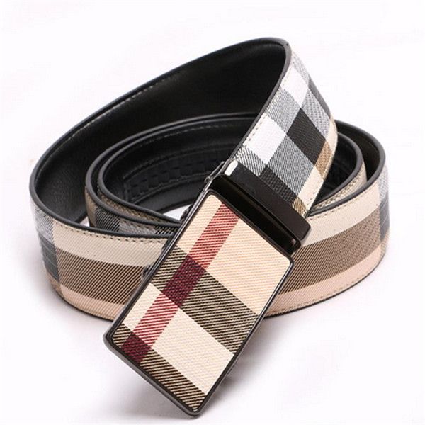 

2018 new men luxury mens belts automatic buckle genuine leather belt for men striped designer belts, Black;brown