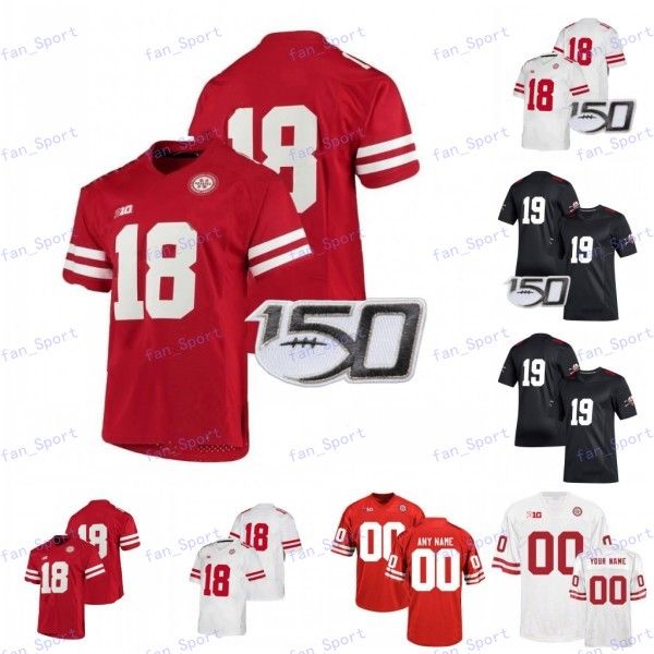 

custom nebraska cornhuskers football jersey any name number #2 adrian martinez 7 scott frost 10 jd spielman 93 ndamukong suh s-4xl, Black