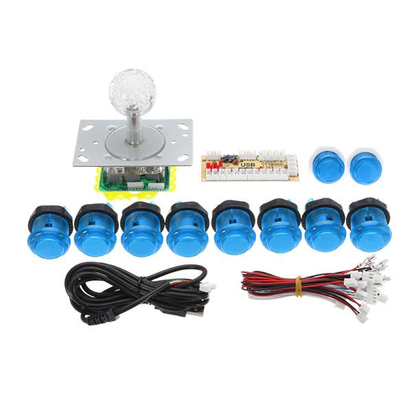

pc usb джойстик контроллер кнопочный diy set kit для arcade game - blue