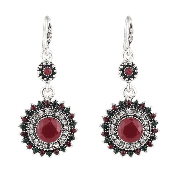 

fashion- style retro bohemian ethnic wind earrings sunflower earrings, Silver