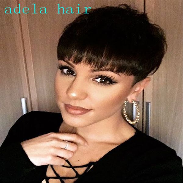 Short Black Pixie Cuts Hair Human Hair Short Wigs For Black Women