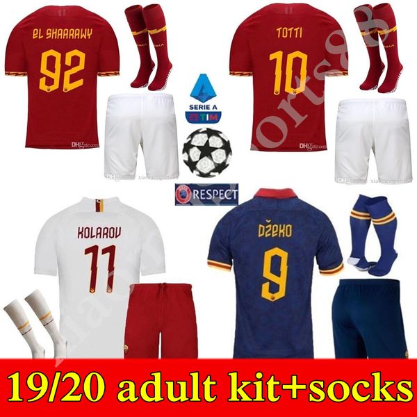 

2019 2020 as roma home away 3rd soccer jersey kit 19 20 dzeko totti rome camisetas third football shirt perotti uniforms s-2xl, Black