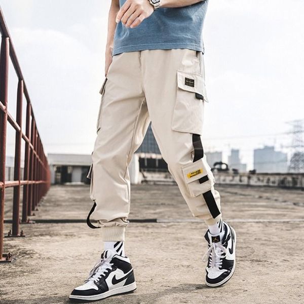 

гарем joggers мужчины штанах streetwear 2020 hip hop повседневный big карманы тренировочные штаны мужчины harajuku плюс размер брюки pantalo, Black