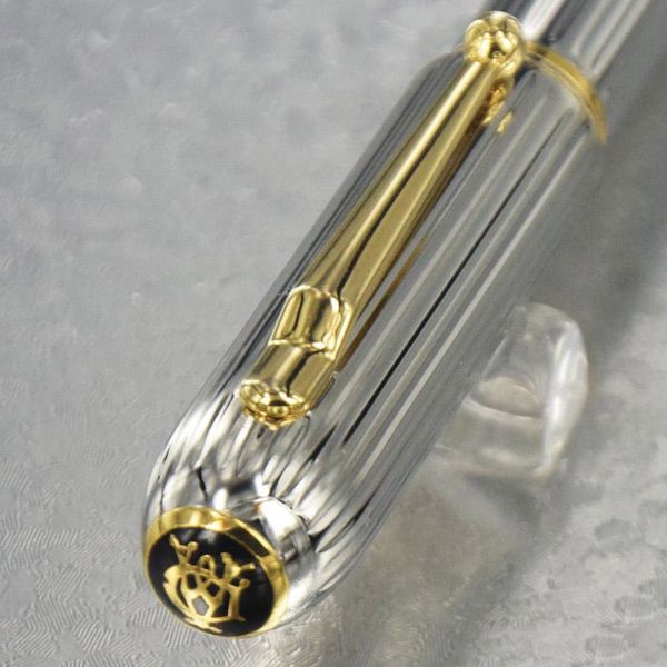 

высокое качество dunhil classic round head clip клип с шариком и серебряной проволокой wiredrawing barrel роскошная шариковая ручка+подарочн, Silver