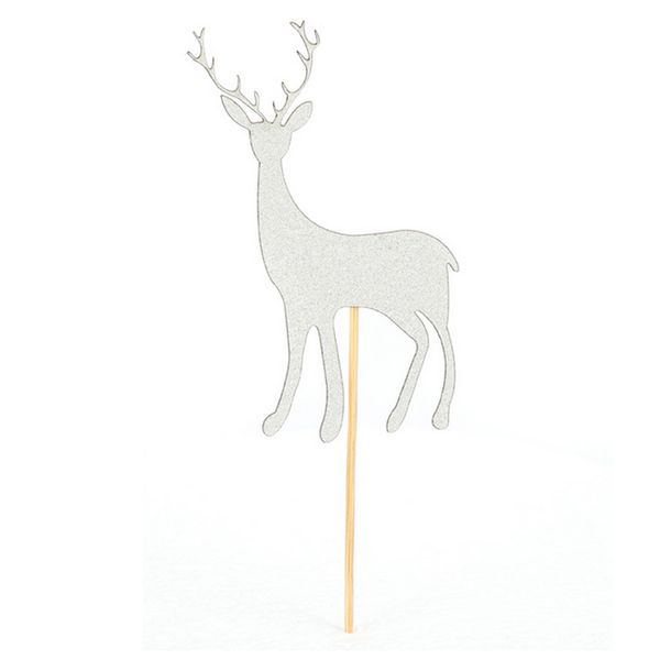 

10 pcs elk cupcake ers glitter cake er picks for christmas birthday party baby shower wedding cake decoration sliver si