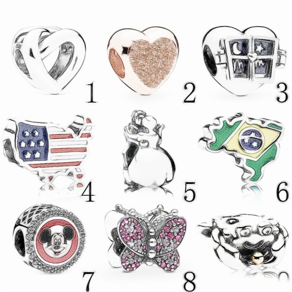 

fahmi 100% 925 silver rose dance brazil map mouse head crab window heart shape bow knotted heart shaped diy glamour jewelry beads wholesale, Black