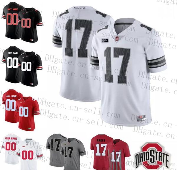 

custom ncaa 150th ohio state buckeyes fields garrett wilson 14 kj hill jr. 17 chris olave 80 cj saunders any name number osu college jerseys, Black;red