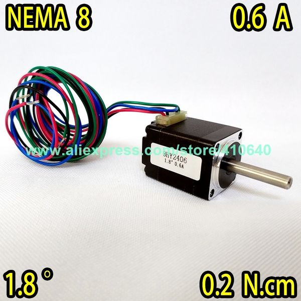 Vendas NEMA 8 Stepper Motor 8HY2406 Mini Tamanho Do Motor 0.6A Atual 0.2 N.Cm torque com 4 fios de chumbo da fábrica