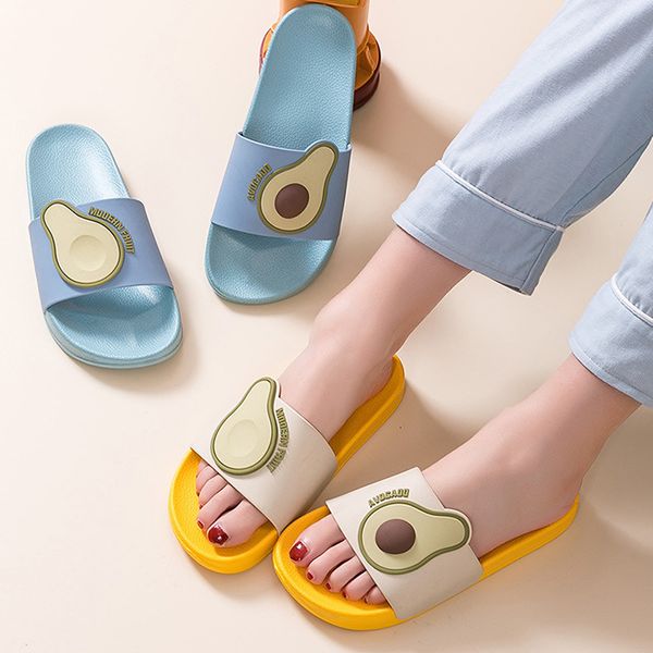 Frauen Sommer Hausschuhe Rutsche Sandalen Strand Slides Flip-Flops Cartoon Früchte Avocado Dicken Boden Komfort Frauen Männer Paar Schuhe