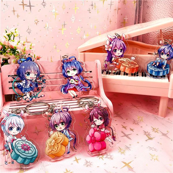 

cartoon luo tianyi keychain cute fun acrylic key chain men women pendant jewelry fashion novelty personalized anime accessories, Silver