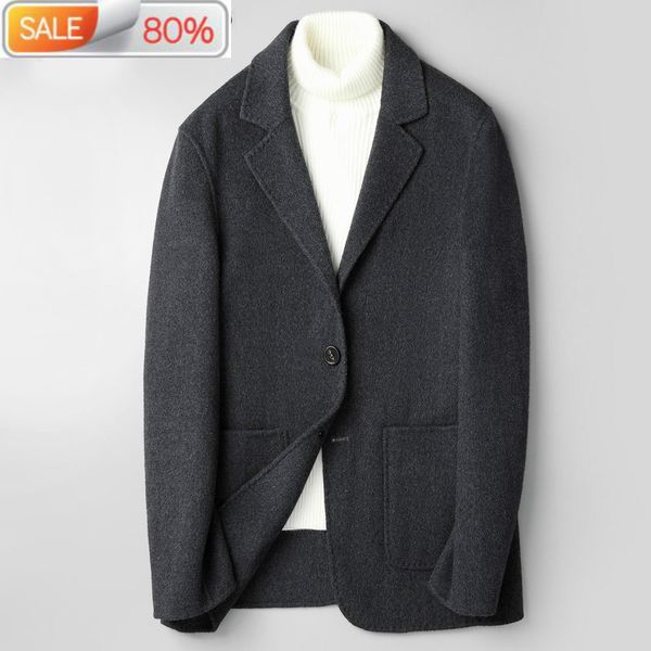 

men's 100% wool coat double-sided korean man jacket spring autumn overcoat jackets casaco masculino jm-zjza1a b24294, Black