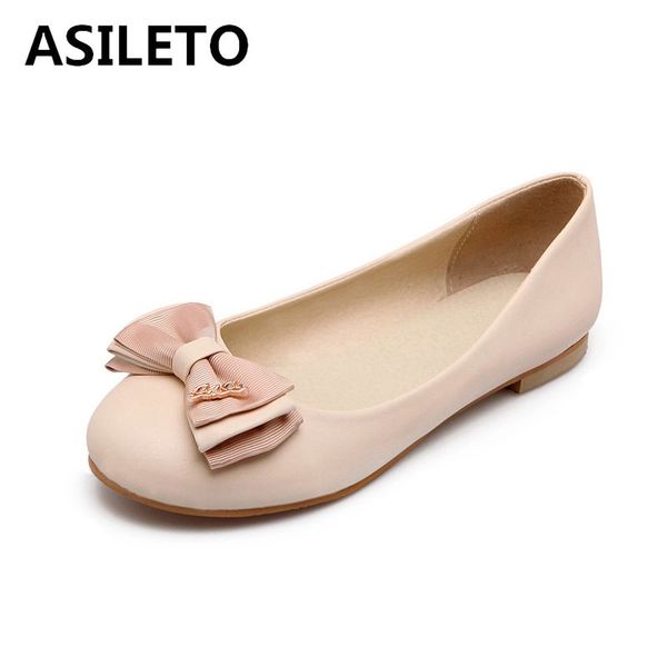 

asileto big size 32-48 women ballerina flats bowtie slip on round toe drive casual footwear student sweet girls shoes flats, Black