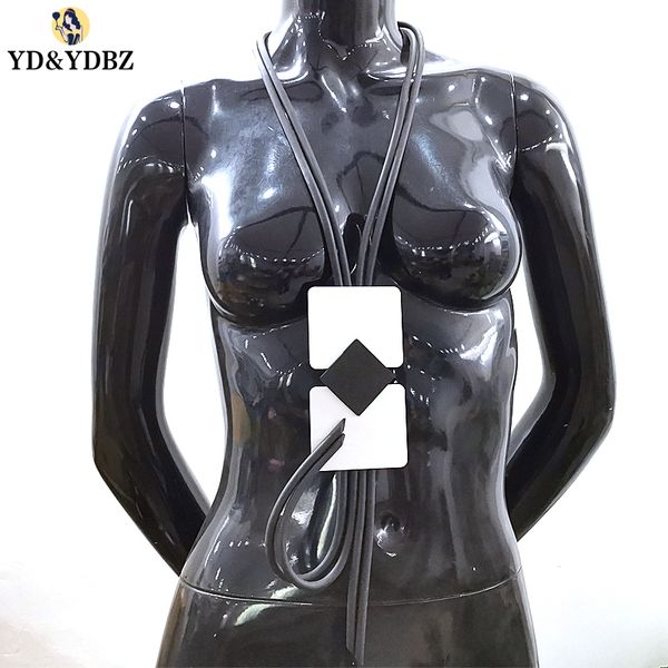 

yd&ydbz geometric necklace women long pendant necklaces leather handmade chokers wholesale female jewelry soft rubber necklaces, Silver