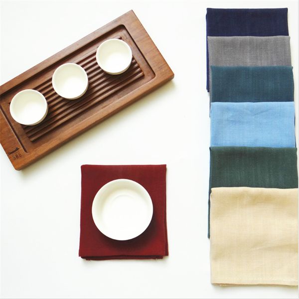 

japanese plain linen napkin rectangular cloth art tea towel cup towel napkin cloth simple cotton and linen pure color artistic style shootin