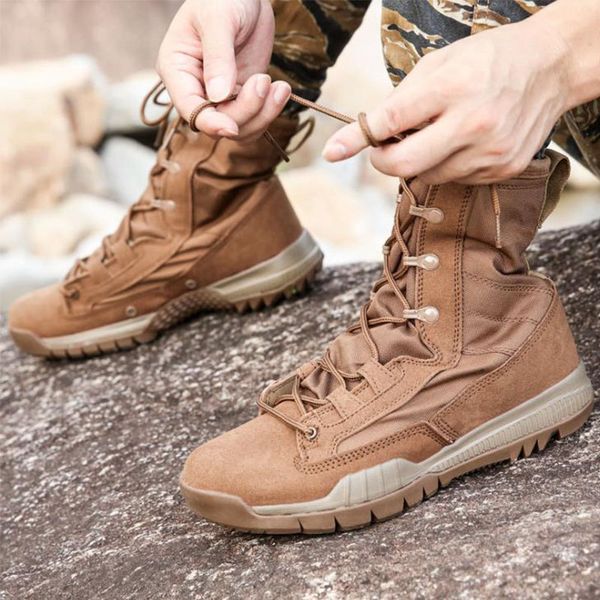 

men outdoor tactical combat boot waterproof light breathable non-slip army boots climbing training hiking sports shoes