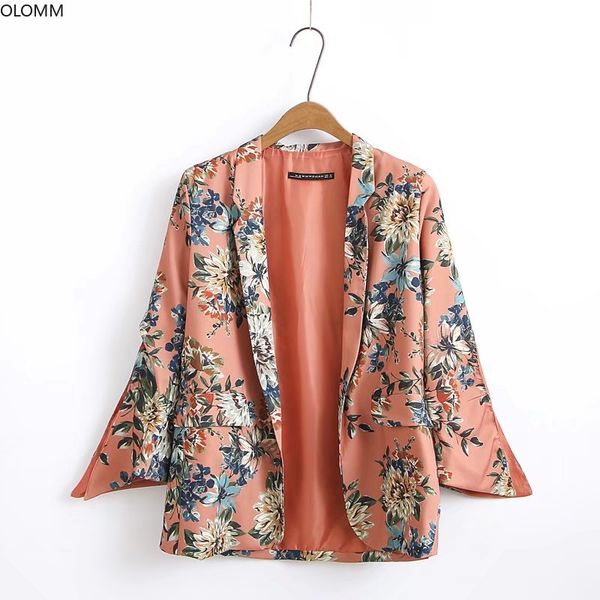 

summer casual women's jacket 2020 stylish elegant printed loose women's blazer temperament buttonless feminine coat, White;black