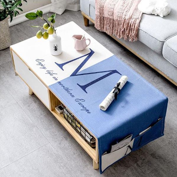 

nordic cotton and linen art coffee table cover cloth living room rectangle with pocket dining table desk tv cabinet tablecloth