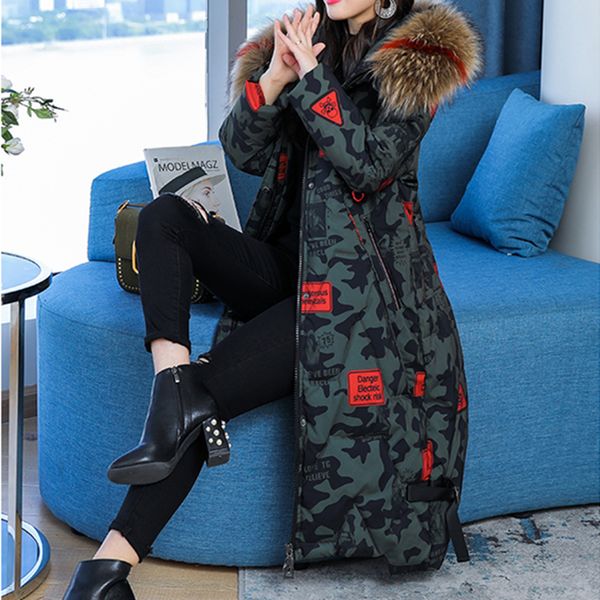 

new fashion spring autumn thicken warm zipper cotton-padded printing camouflage hooded pockets female big size outwear a87, Black