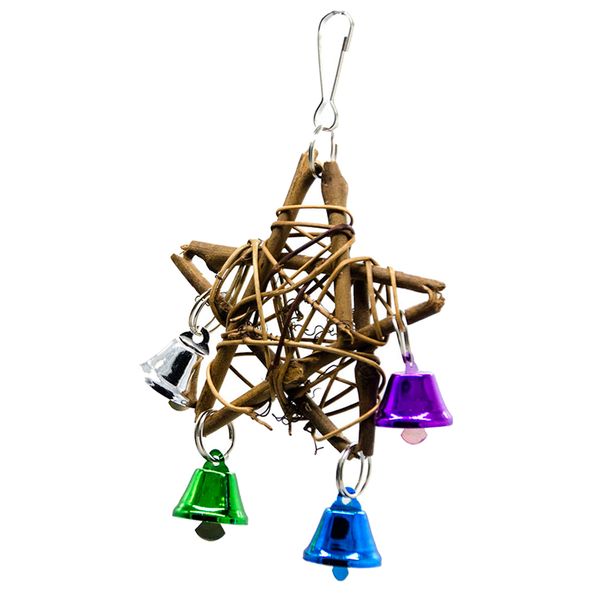 

bird products parrot macaw rattan star vibrant color small bells toy