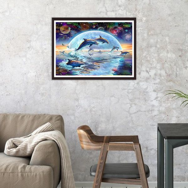 

5d diy diamond painting stitch diy framed drill eco-friendly full drill dolphin cross stitch embroidery craft art craft