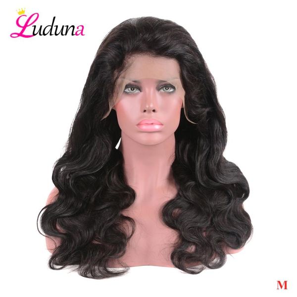

luduna peruvian body wave lace front human hair wigs remy 13*4 front lace wigs with baby hair pre plucked natural hairline, Black;brown
