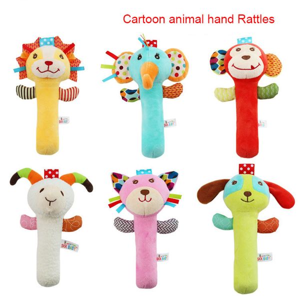 

sozzy baby infant toy soft handbells hand wrist strap rattles animal finders stuffed toys christmas gift cartoon animal hand stick
