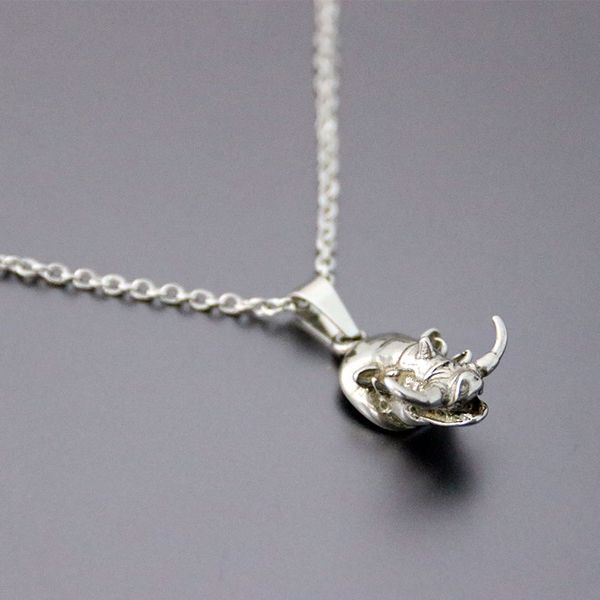 

1pc diy 3d funny rhinoceros stainless steel custom necklace gothic punk necklace geeks men women halloween cosplay punk jewelry, Silver