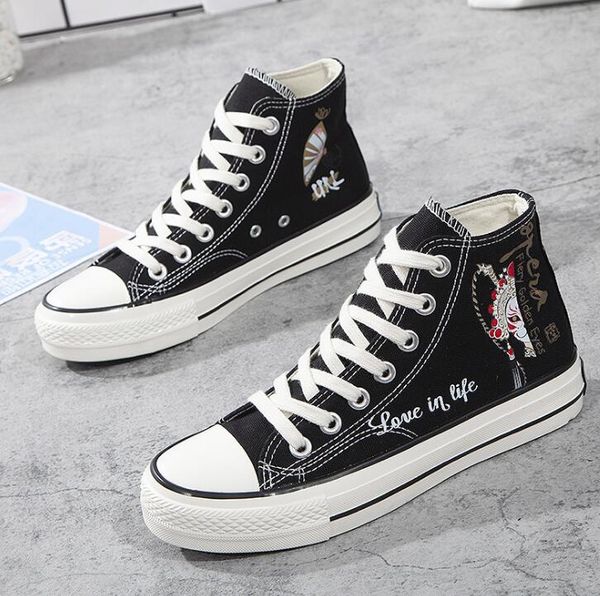 

canvas shoes american grown mexican roots casual high lace ups sport sneakers for men women, Black