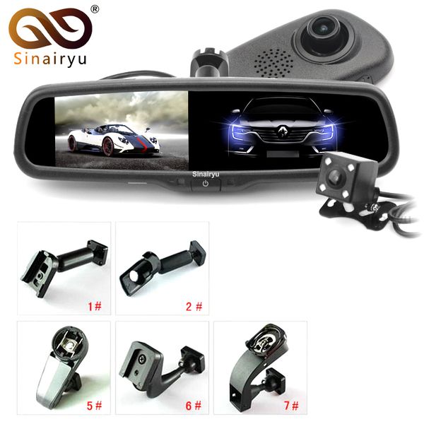 

sinairyu car dvr camera hd 1080p 800*480 5" tft lcd auto dimming car bracket rearview parking mirror monitor video recorder dvr