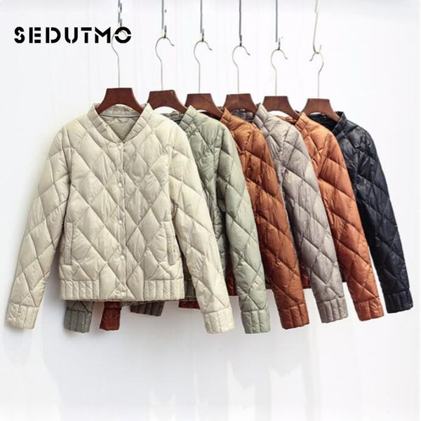 

sedutmo зимние женские пуховики ultra light утка вниз doat плюс размер 3xl puffer jacket short осень черный ветровки ed052, Black