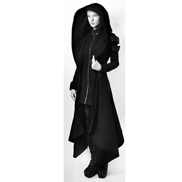 

women steampunk gothic winter coats long sleeve jacket with hat collar cosplay black coat medieval noble court princess outwear, Tan;black