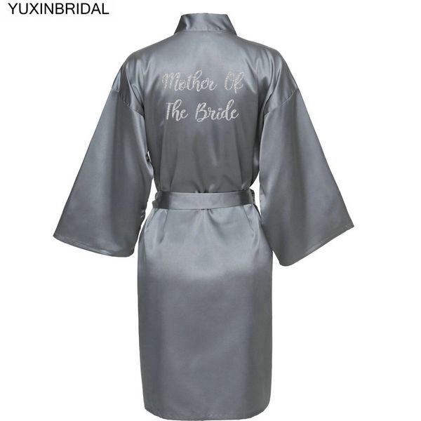 

yuxinbridal 2019 new grey bride bridesmaid robe mother sister of the bride wedding gift bathrobe kimono satin robes sleepwear, Black;red