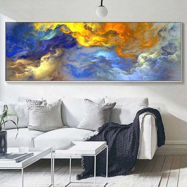 Compre Grande Pintura Da Lona De Arte De Parede Abstrato Azul
