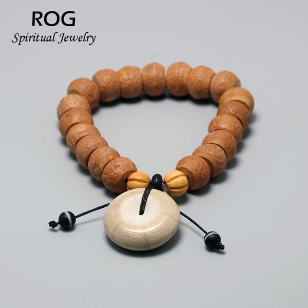 

fengyan bodhi charm hand chain for women meditation bracelet with wood peace amulet tubular shape tibetan buddhist jewelry, Black
