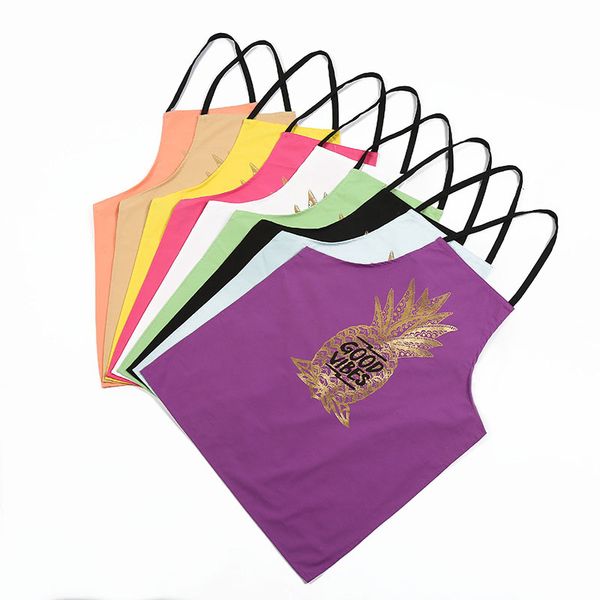 

1pcs bronzing pineapple pattern apron home cooking baking coffee shop cleaning aprons kitchen accessories 46138