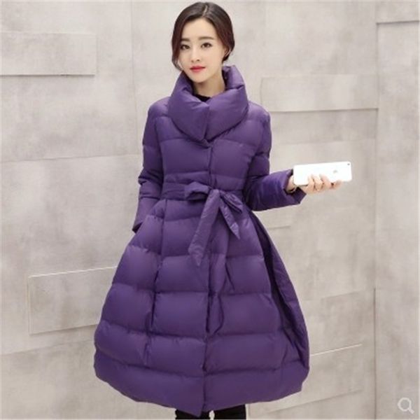 

women's down & parkas 2021 a-line winter jacket women pure color turn-down collar covered button cotton coat female parka wadded outerw, Black