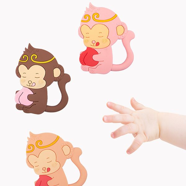 Cartoon Silicone Monkey dentes alimentos grau fofo bebê brinquedos de dentição infantil para crianças produtos de enfermagem