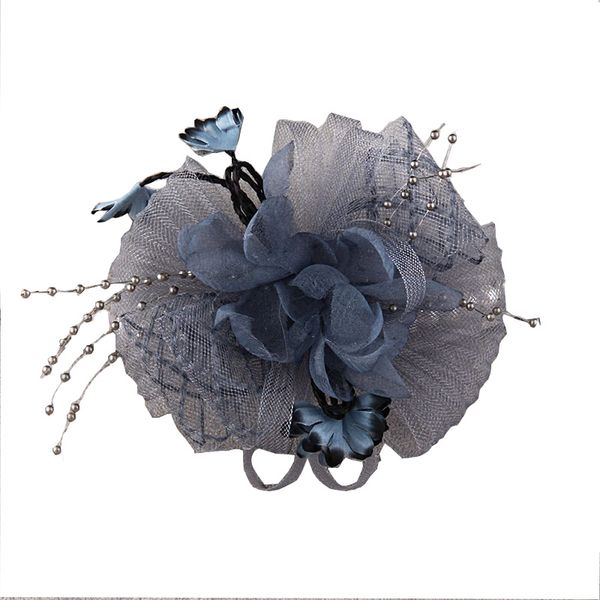 

classic flower brooches hight qulity yarns pins for ladies suits elegant hair accessories for decorating hats ornament, Gray